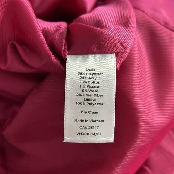 Talbots Military Coat Fuchsia Pink Size 2 NWT - Picture 14 of 14